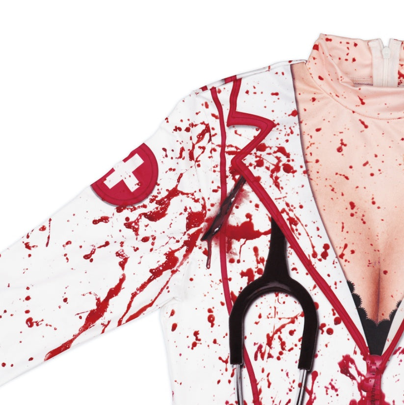 Halloween nurse slim long sleeve dress